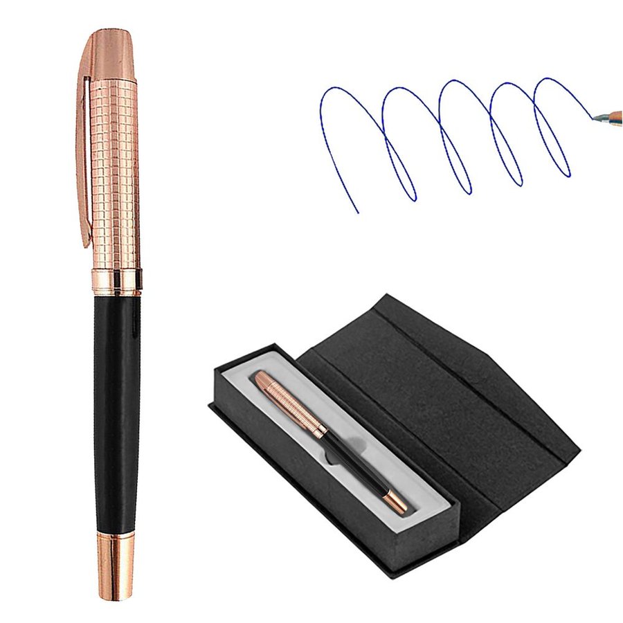 Bolígrafo Roller Metálico con Estuche L76+B ENCOBRIZADO/NEGRO