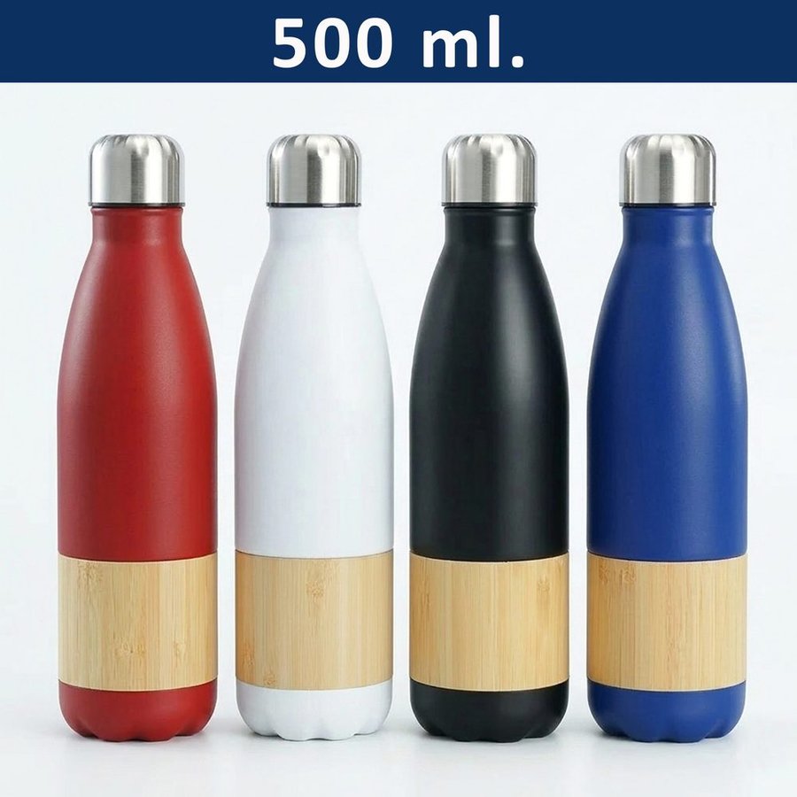 Botella Acero Inoxidable Térmico + Bamboo M201