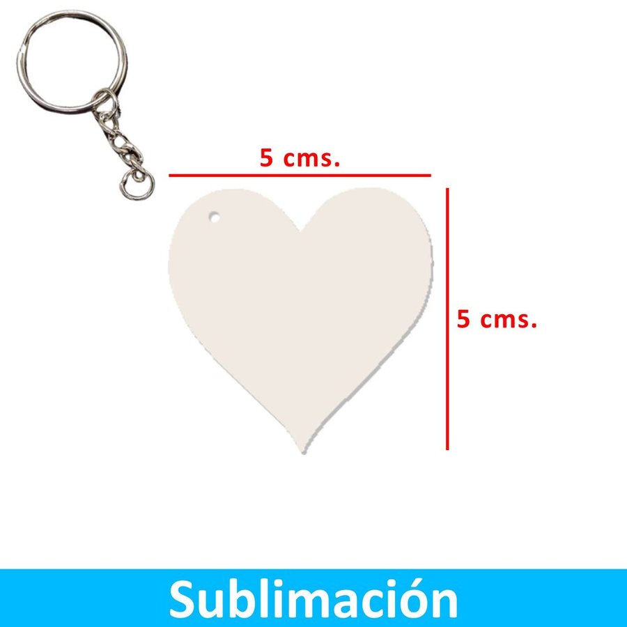 Llavero Acrílico Sublimable Corazón NI35 BLANCO