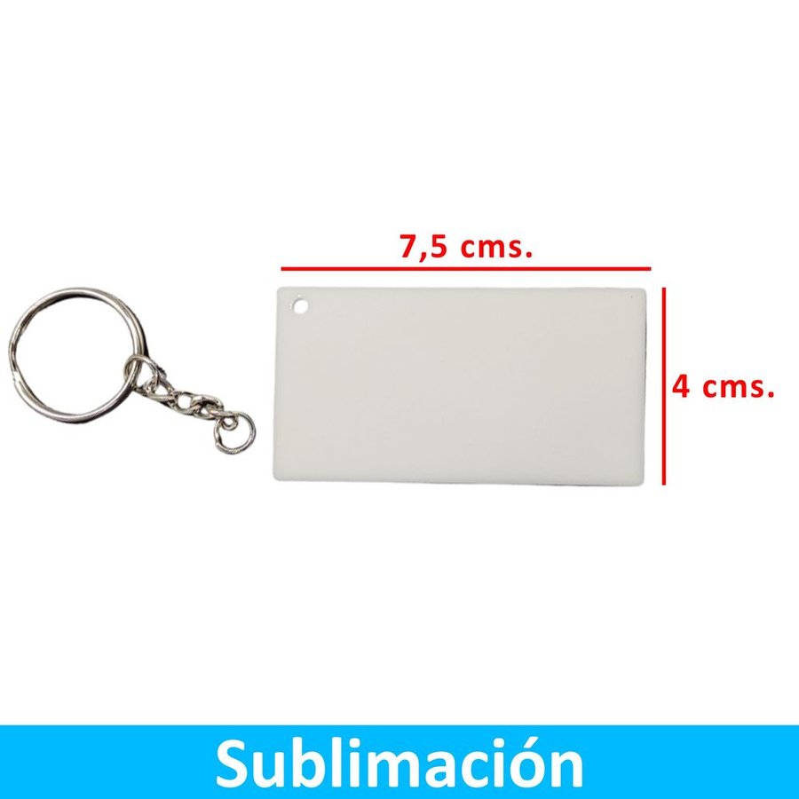 Llavero Acrílico Sublimable Rectangular NI25 BLANCO