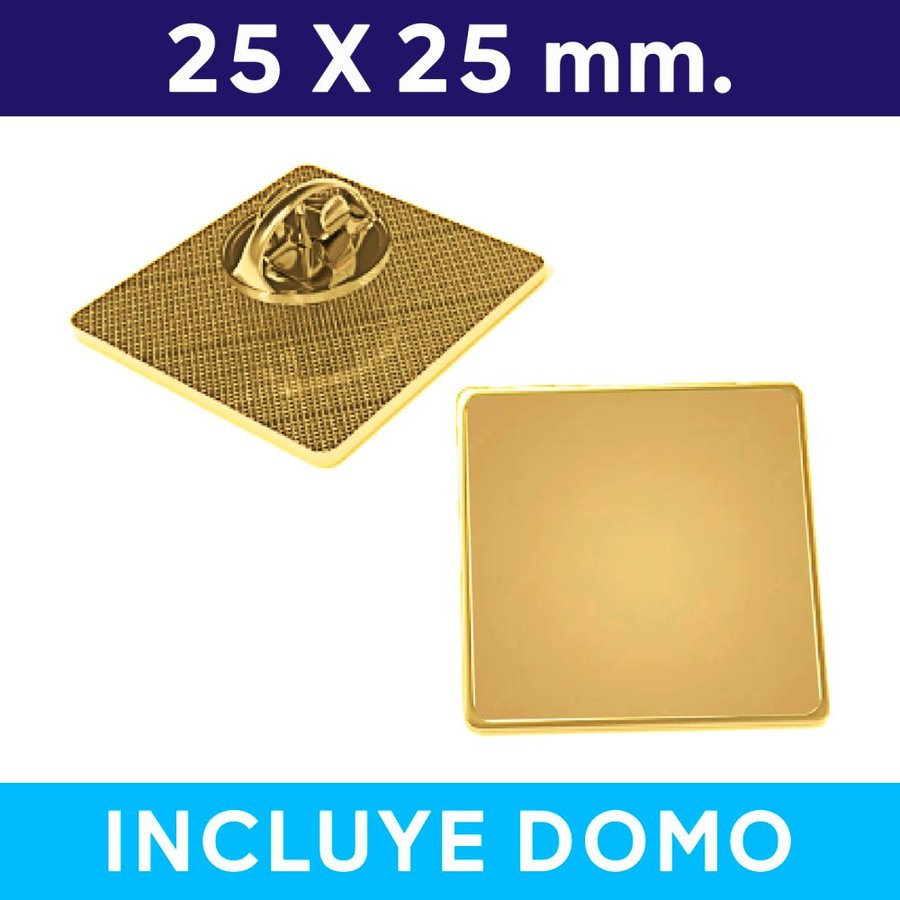 Piocha con Domo Broche Cuadrado DORADO (pins)