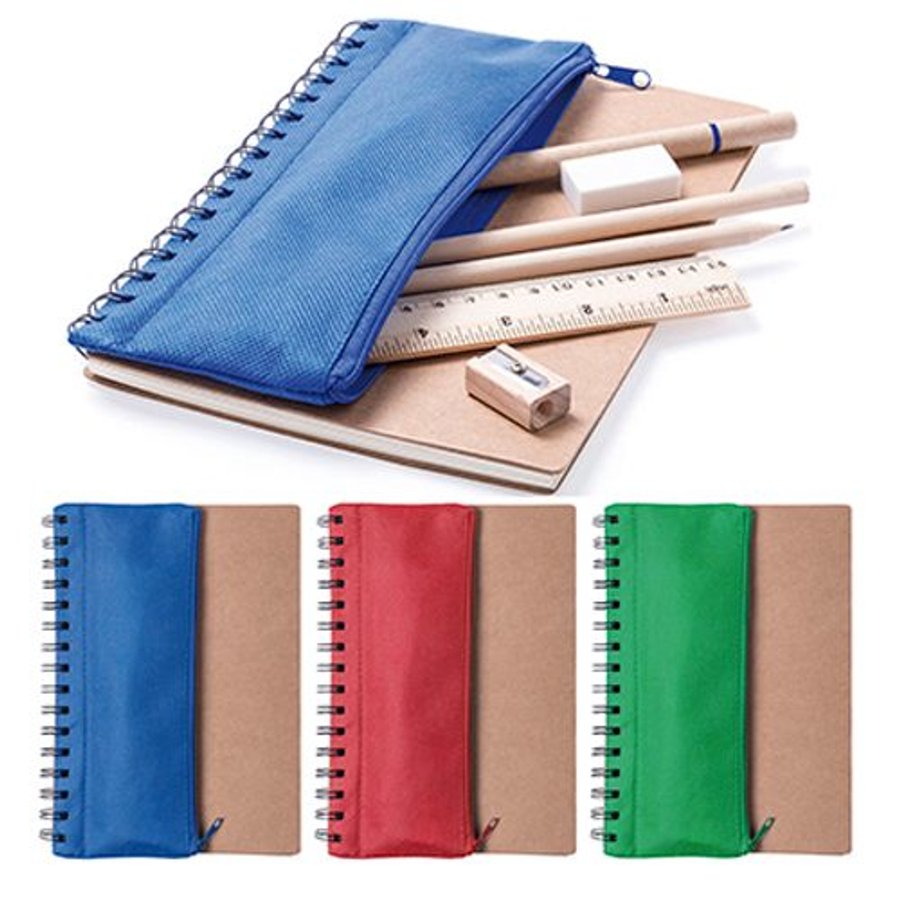 Set Cuaderno - Libreta Tapa Cartón + Estuche N28