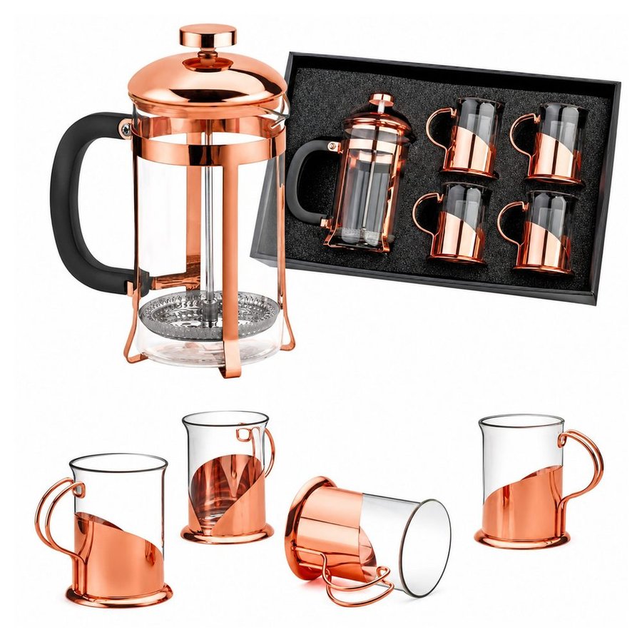 Set de Cafetera Francesa y Tazas ENCOBRIZADO M96