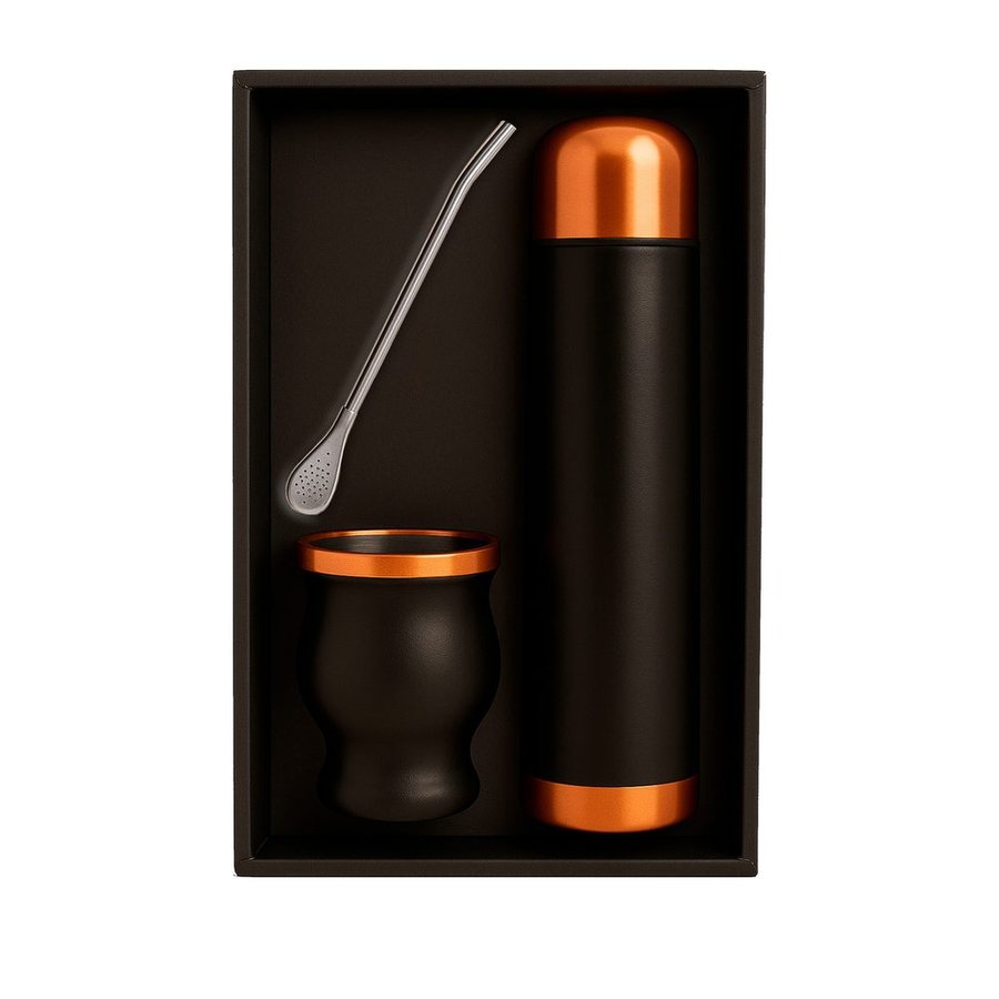 Set de Mate color ENCOBRIZADO /NEGRO con Bolso MAT03