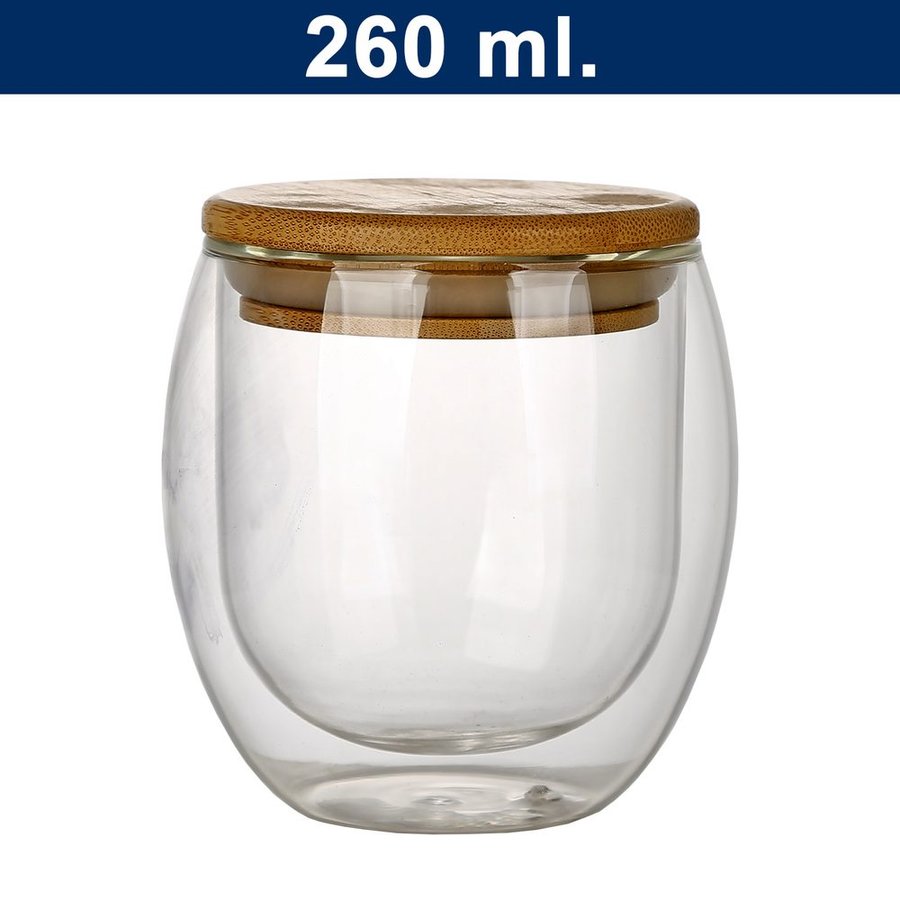Vaso Vidrio doble Pared con Tapa M7
