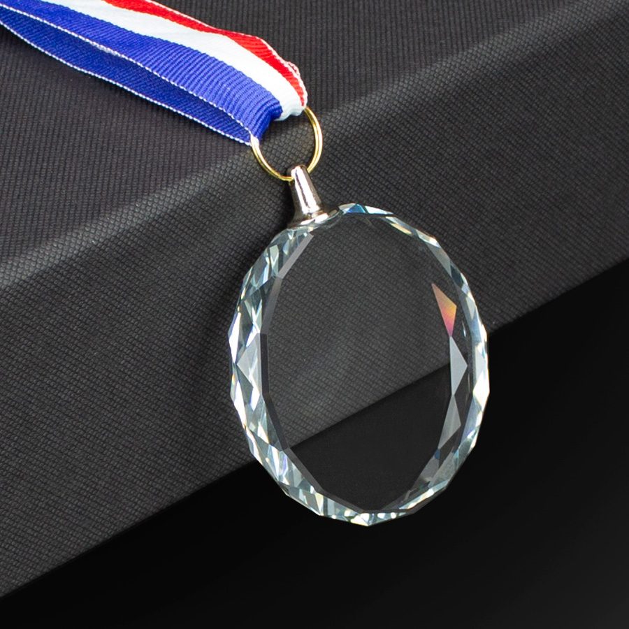 Medalla Cristal "Diamond" con cinta tricolor