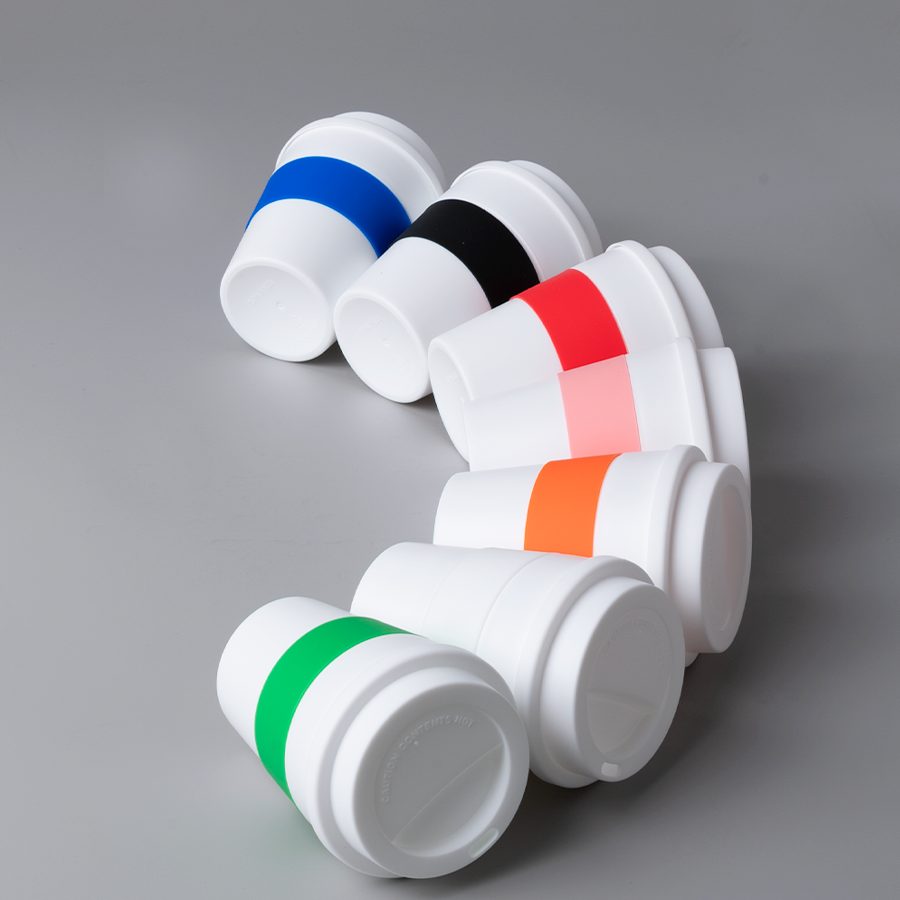 Mug Express Cup "WHITE" 356cc con banda silicona