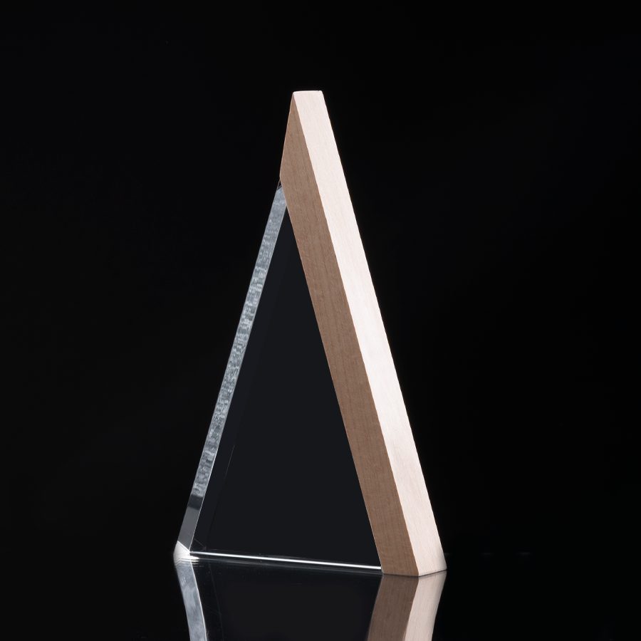 Trofeo Galvano de Madera y Cristal "Triangle"